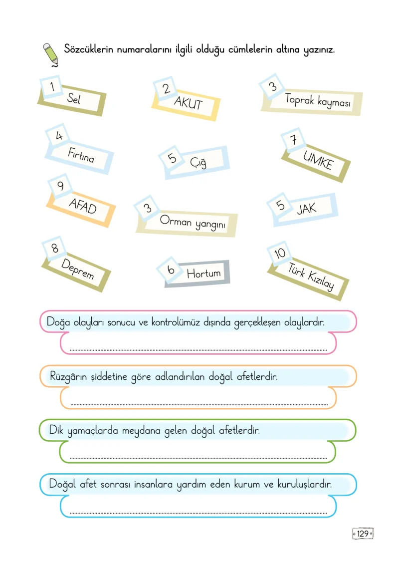 2. Sınıf Türkçe Ders Kitabı Cevapları Meb Yayınları 1. Kitap Sayfa 129