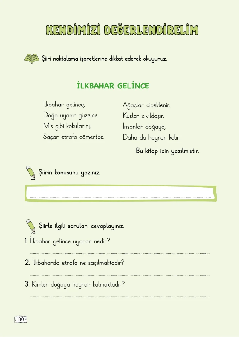 2. Sınıf Türkçe Ders Kitabı Cevapları Meb Yayınları 1. Kitap Sayfa 130