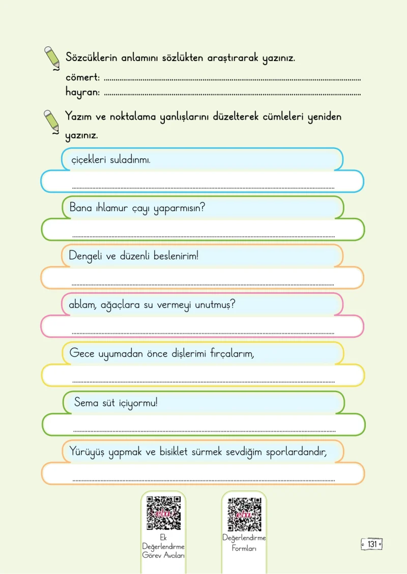 2. Sınıf Türkçe Ders Kitabı Cevapları Meb Yayınları 1. Kitap Sayfa 131