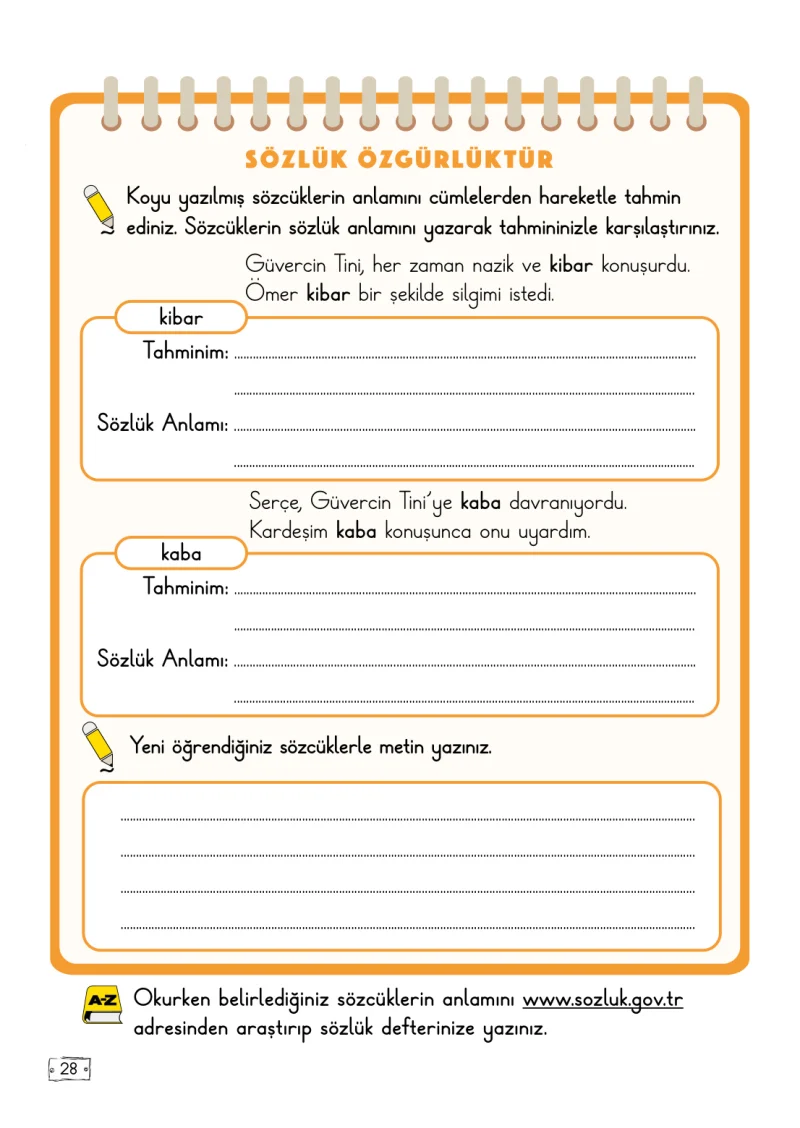 2. Sınıf Türkçe Ders Kitabı Cevapları Meb Yayınları 1. Kitap Sayfa 28