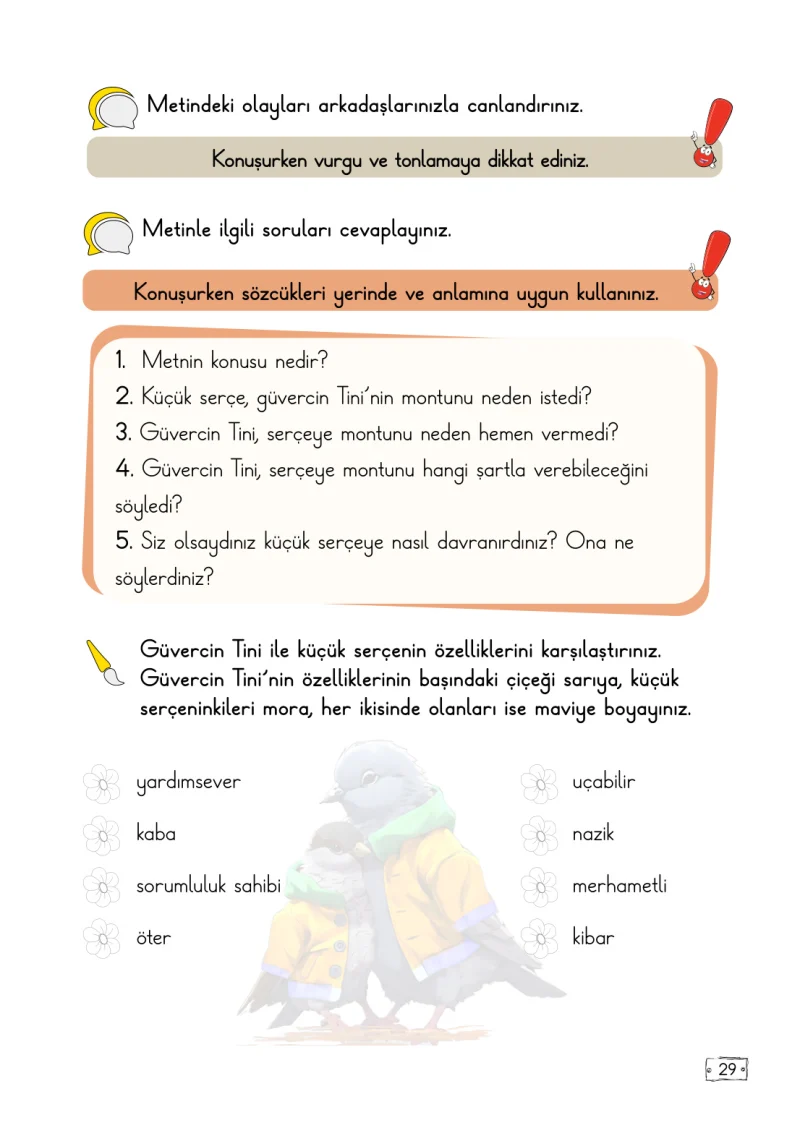 2. Sınıf Türkçe Ders Kitabı Cevapları Meb Yayınları 1. Kitap Sayfa 29