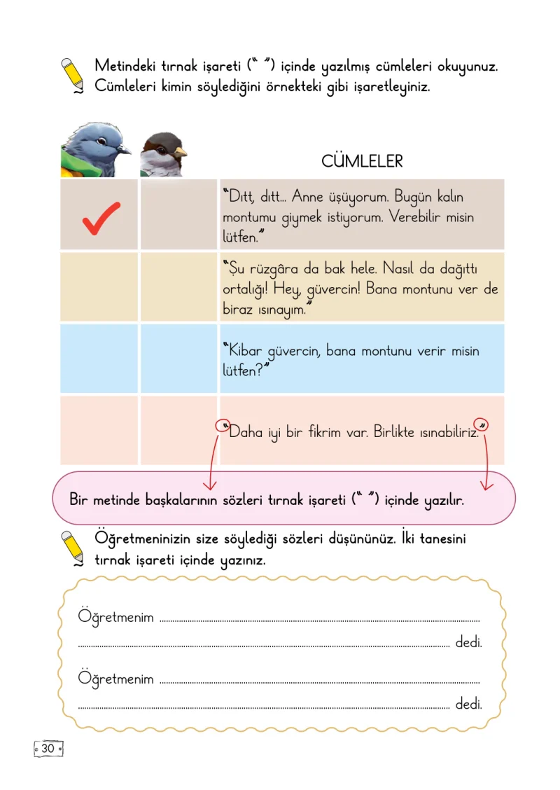 2. Sınıf Türkçe Ders Kitabı Cevapları Meb Yayınları 1. Kitap Sayfa 30