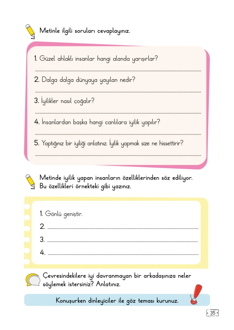 2. Sınıf Türkçe Ders Kitabı Cevapları Meb Yayınları 1. Kitap Sayfa 35