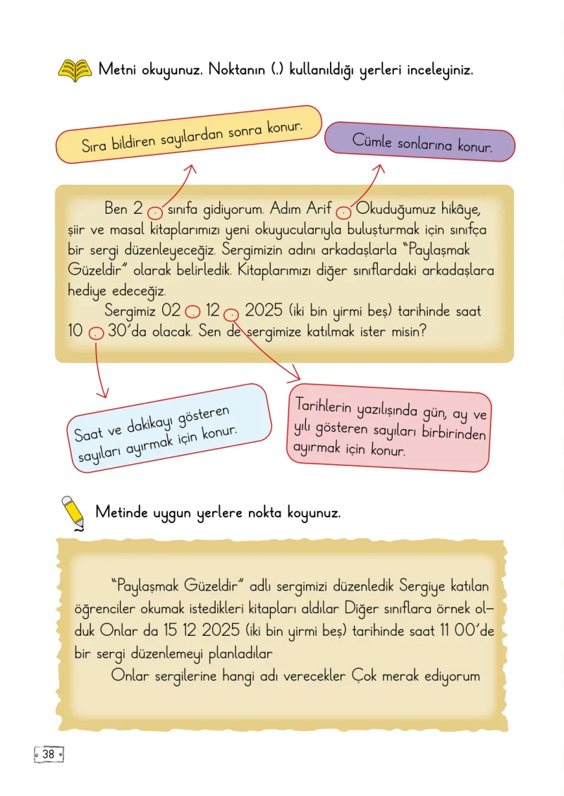 2. Sınıf Türkçe Ders Kitabı Cevapları Meb Yayınları 1. Kitap Sayfa 38