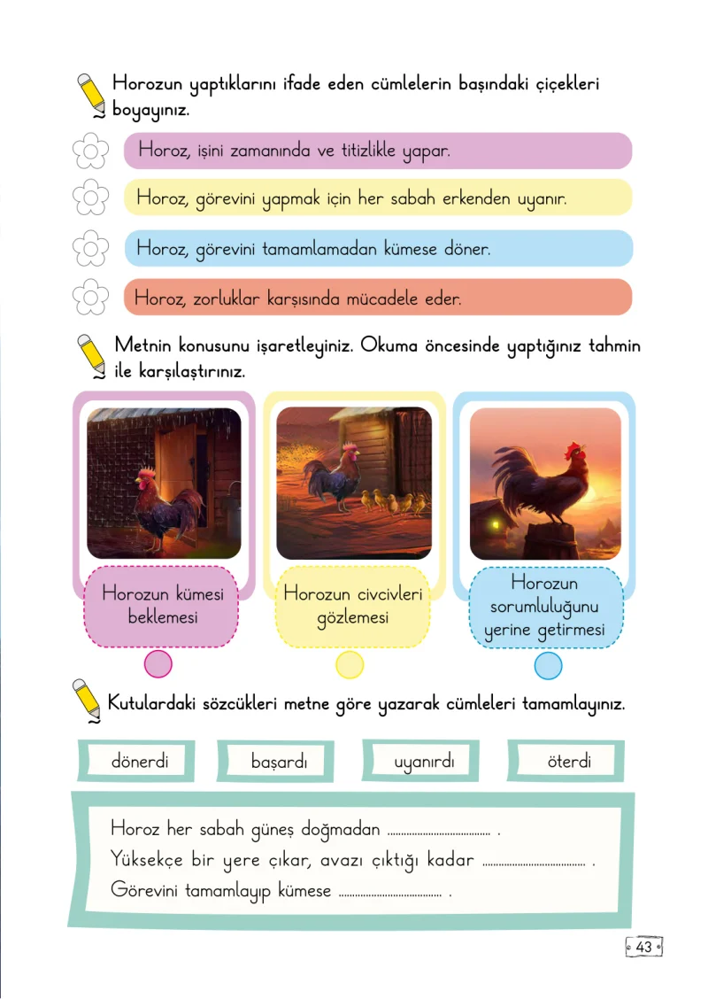 2. Sınıf Türkçe Ders Kitabı Cevapları Meb Yayınları 1. Kitap Sayfa 43