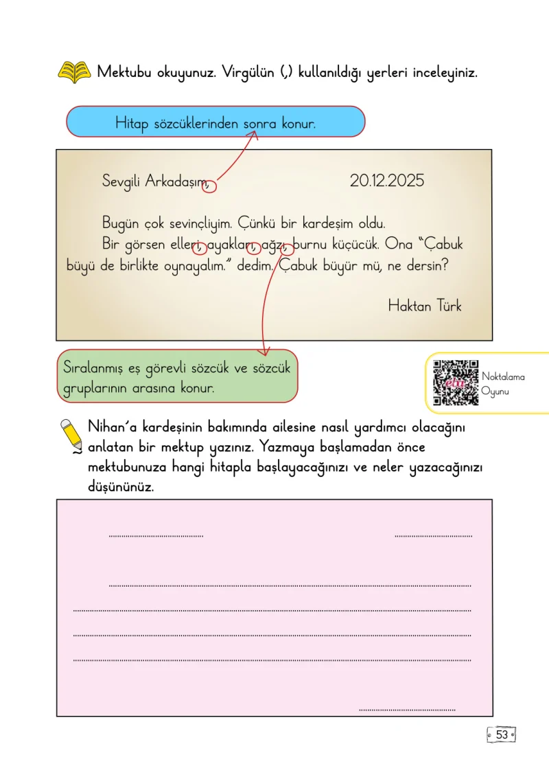 2. Sınıf Türkçe Ders Kitabı Cevapları Meb Yayınları 1. Kitap Sayfa 53