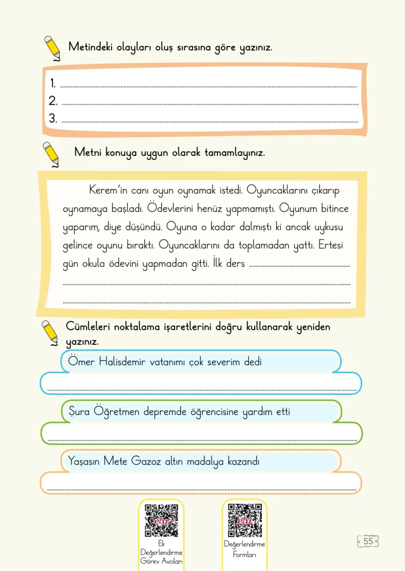 2. Sınıf Türkçe Ders Kitabı Cevapları Meb Yayınları 1. Kitap Sayfa 55