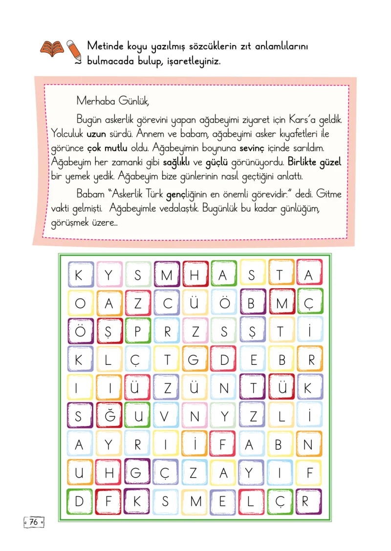 2. Sınıf Türkçe Ders Kitabı Cevapları Meb Yayınları 1. Kitap Sayfa 76