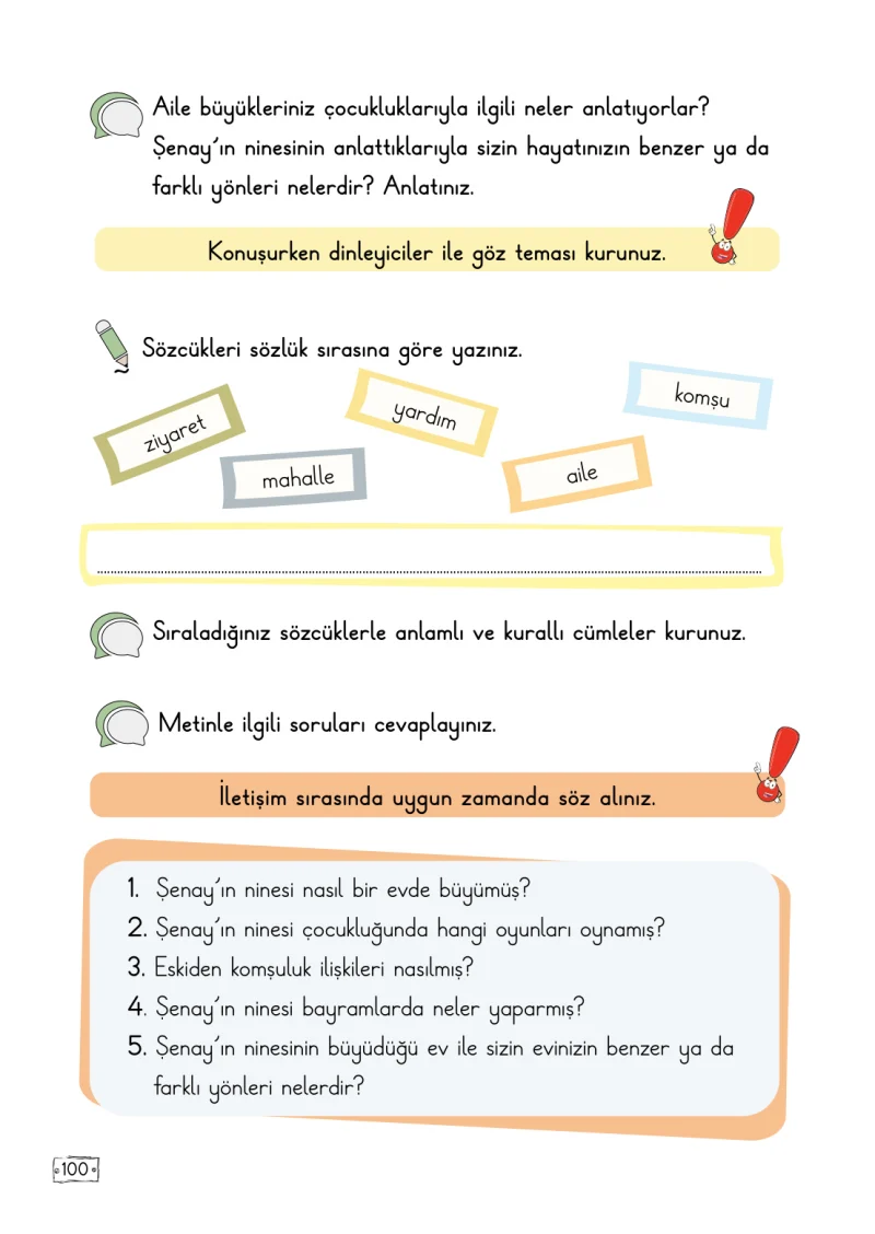 2. Sınıf Türkçe Ders Kitabı Cevapları Meb Yayınları 2. Kitap Sayfa 100
