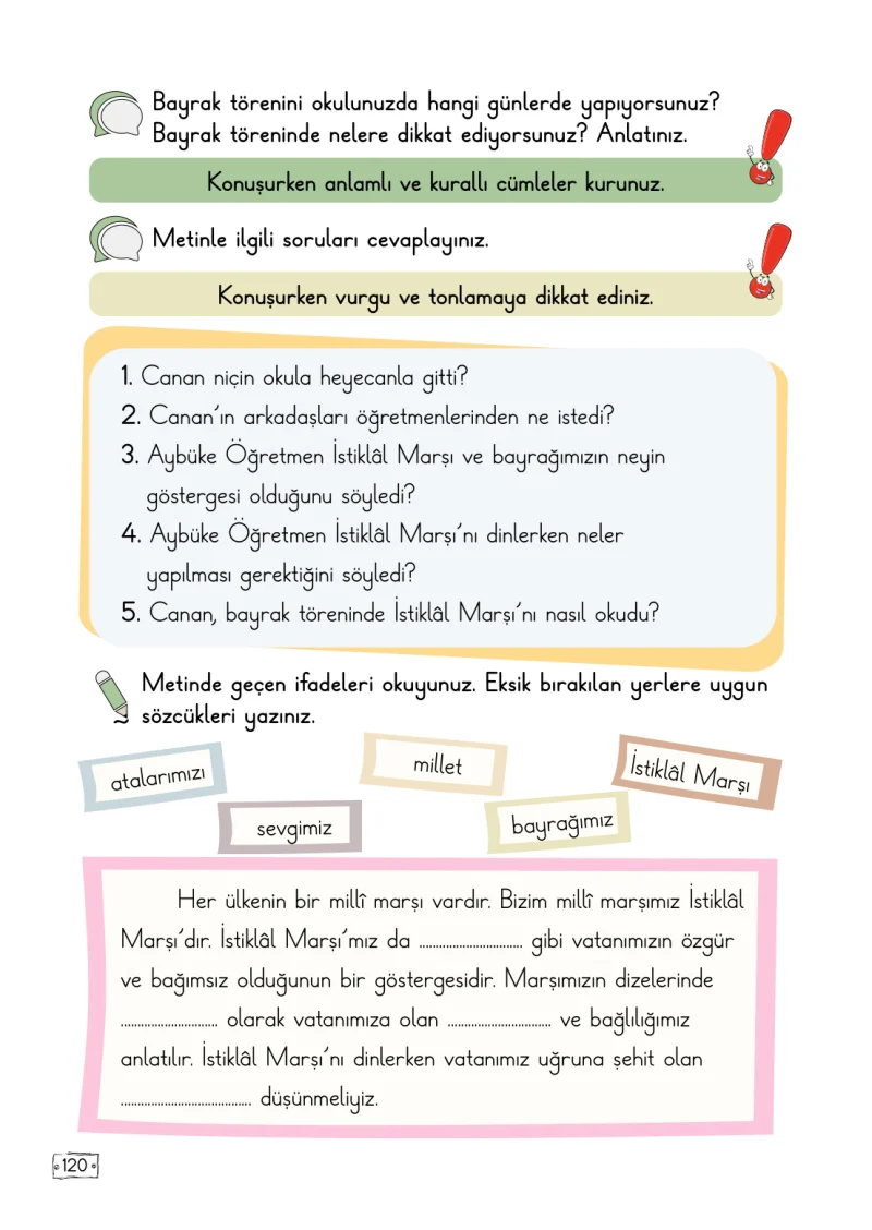 2. Sınıf Türkçe Ders Kitabı Cevapları Meb Yayınları 2. Kitap Sayfa 120