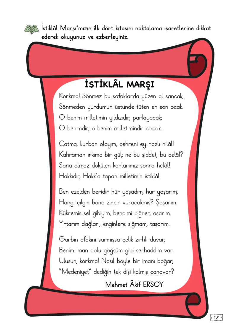 2. Sınıf Türkçe Ders Kitabı Cevapları Meb Yayınları 2. Kitap Sayfa 121