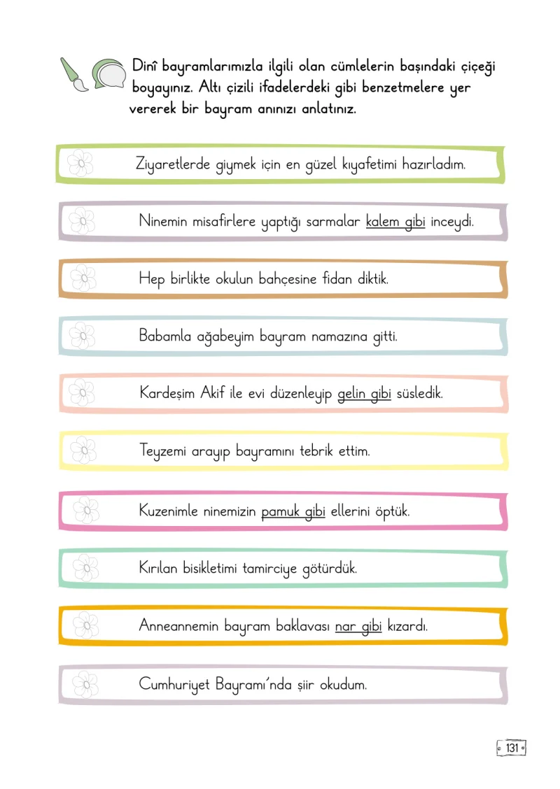 2. Sınıf Türkçe Ders Kitabı Cevapları Meb Yayınları 2. Kitap Sayfa 131