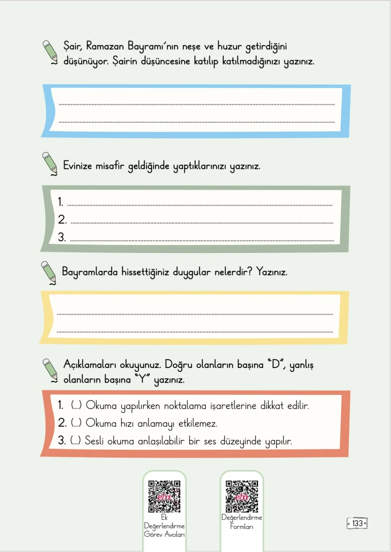 2. Sınıf Türkçe Ders Kitabı Cevapları Meb Yayınları 2. Kitap Sayfa 133