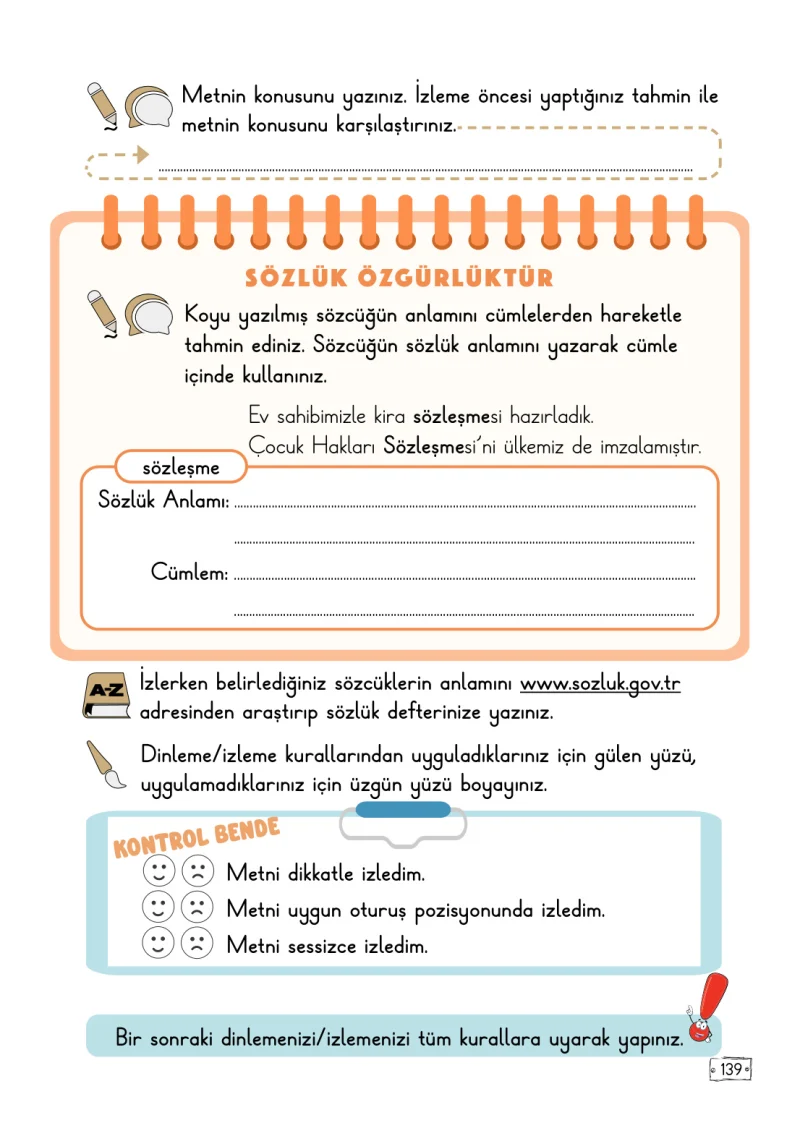 2. Sınıf Türkçe Ders Kitabı Cevapları Meb Yayınları 2. Kitap Sayfa 139