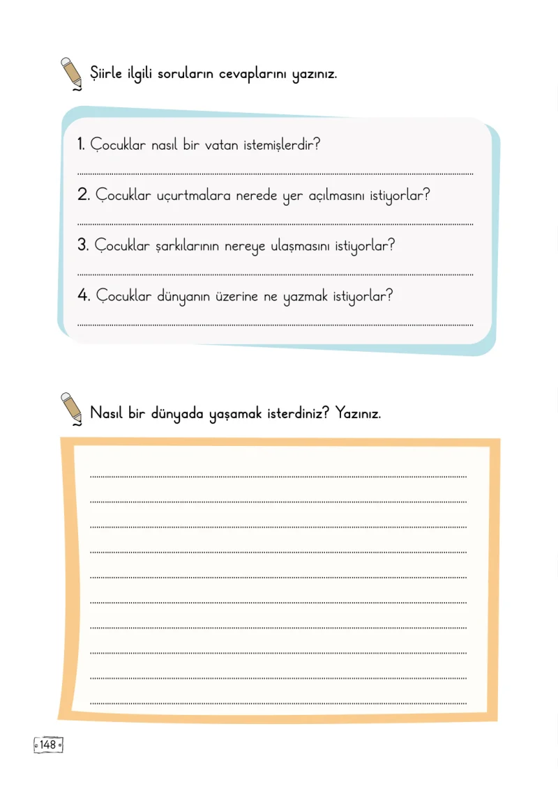 2. Sınıf Türkçe Ders Kitabı Cevapları Meb Yayınları 2. Kitap Sayfa 148
