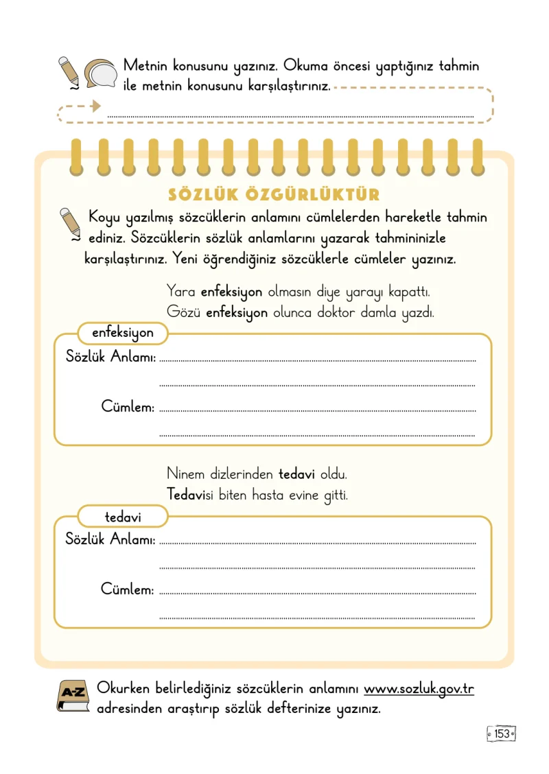 2. Sınıf Türkçe Ders Kitabı Cevapları Meb Yayınları 2. Kitap Sayfa 153