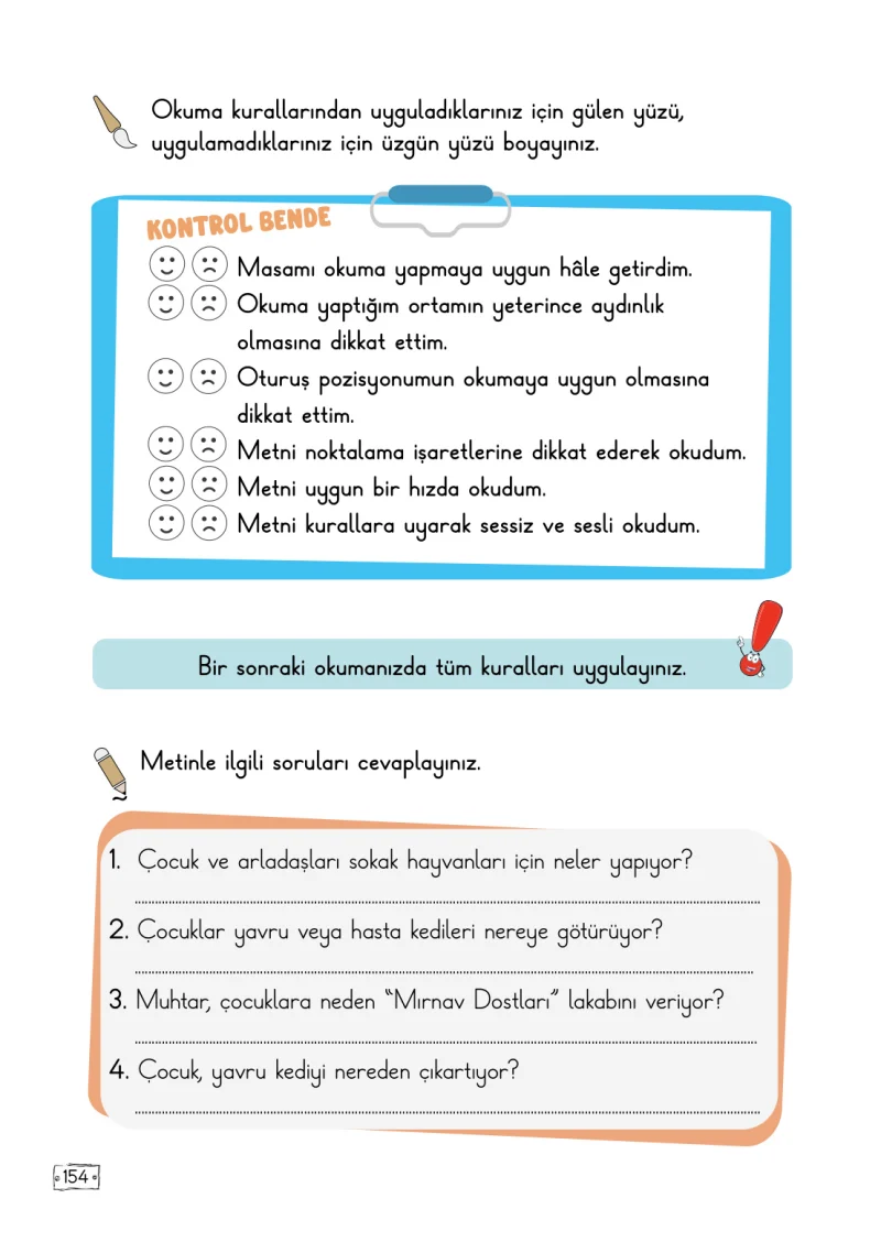 2. Sınıf Türkçe Ders Kitabı Cevapları Meb Yayınları 2. Kitap Sayfa 154