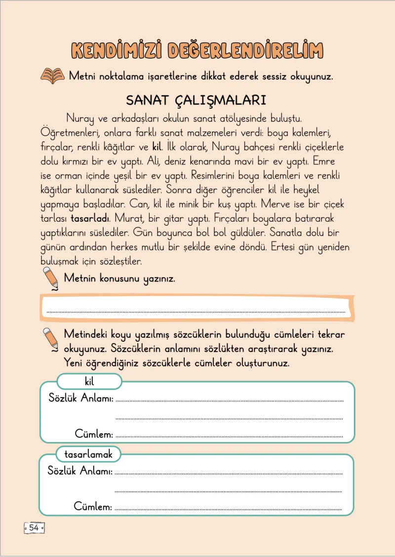 2. Sınıf Türkçe Ders Kitabı Cevapları Meb Yayınları 2. Kitap Sayfa 54