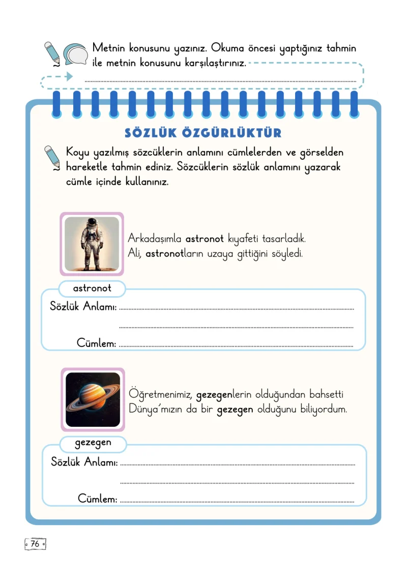 2. Sınıf Türkçe Ders Kitabı Cevapları Meb Yayınları 2. Kitap Sayfa 76