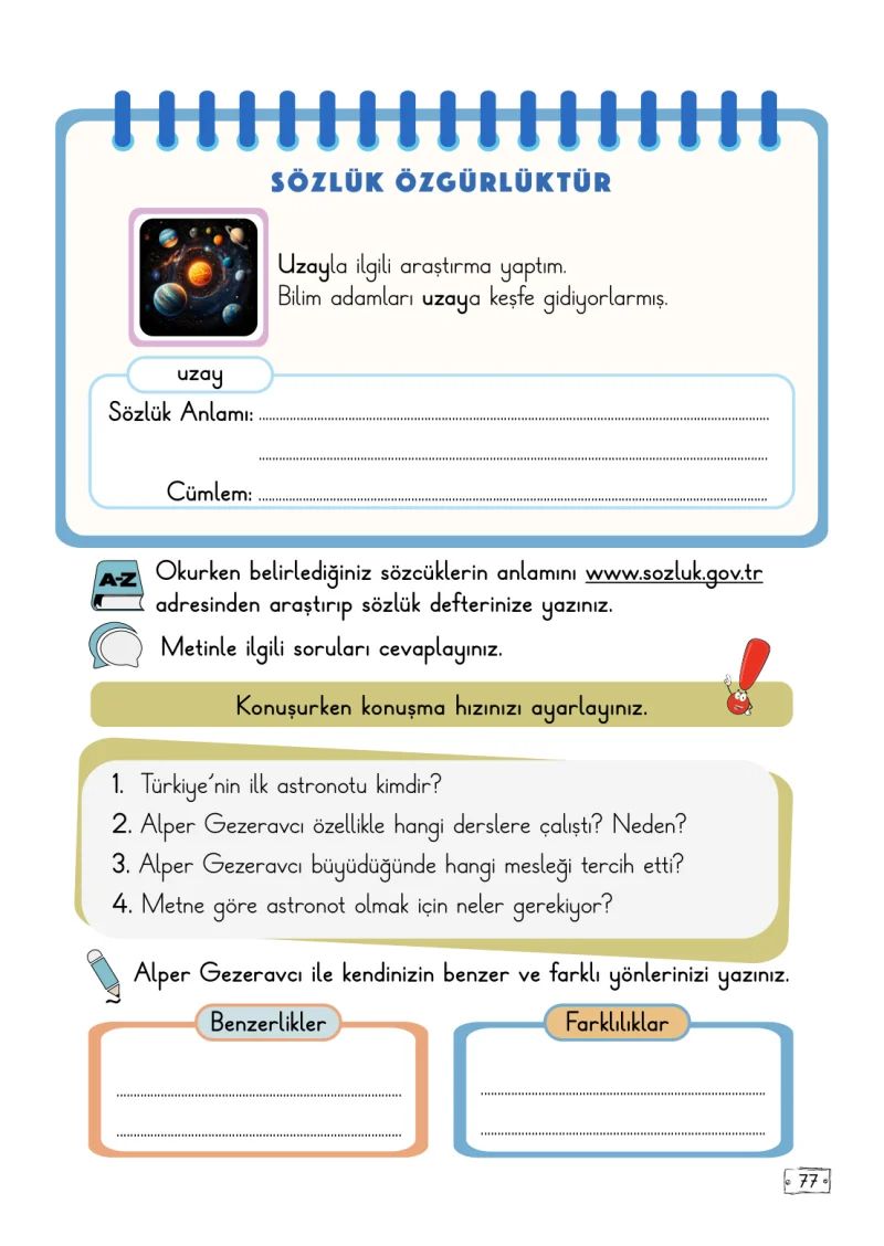 2. Sınıf Türkçe Ders Kitabı Cevapları Meb Yayınları 2. Kitap Sayfa 77