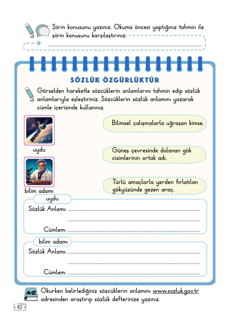 2. Sınıf Türkçe Ders Kitabı Cevapları Meb Yayınları 2. Kitap Sayfa 82