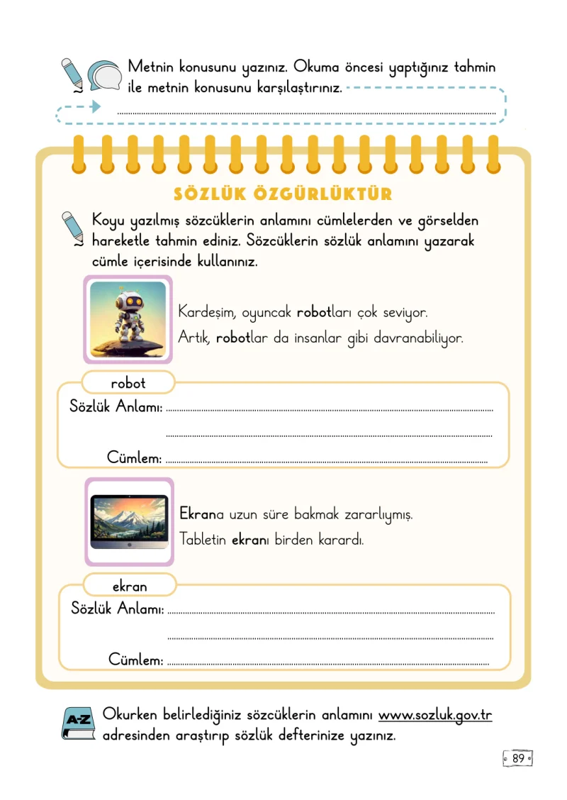 2. Sınıf Türkçe Ders Kitabı Cevapları Meb Yayınları 2. Kitap Sayfa 89