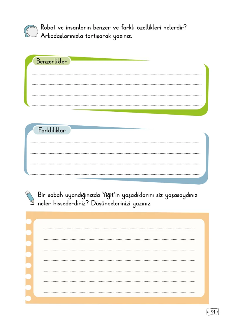 2. Sınıf Türkçe Ders Kitabı Cevapları Meb Yayınları 2. Kitap Sayfa 91
