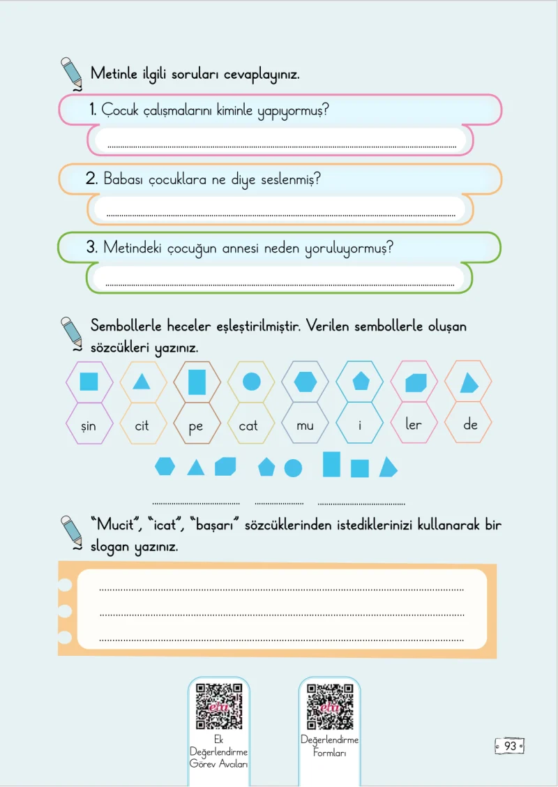 2. Sınıf Türkçe Ders Kitabı Cevapları Meb Yayınları 2. Kitap Sayfa 93