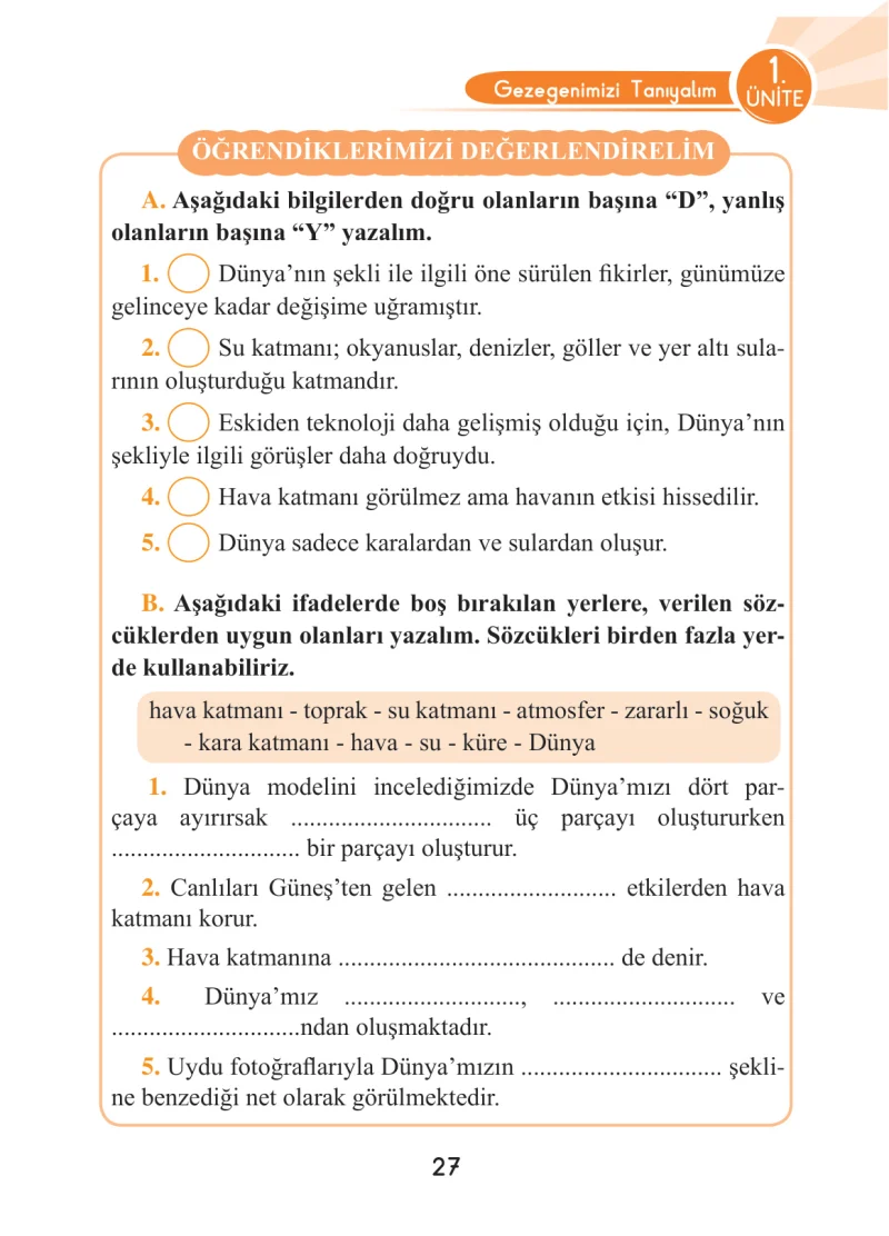 3. Sınıf Fen Bilimleri Ders Kitabı Cevapları Anka Yayınları Sayfa 27