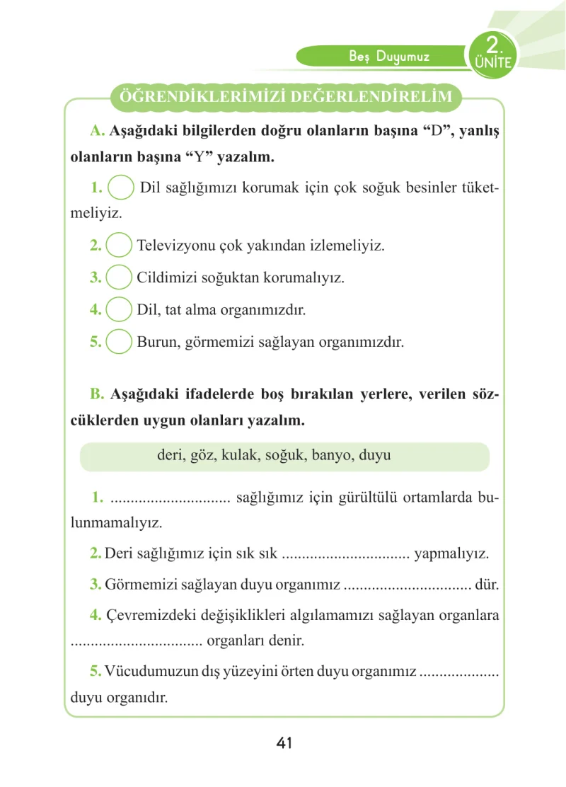 3. Sınıf Fen Bilimleri Ders Kitabı Cevapları Anka Yayınları Sayfa 41