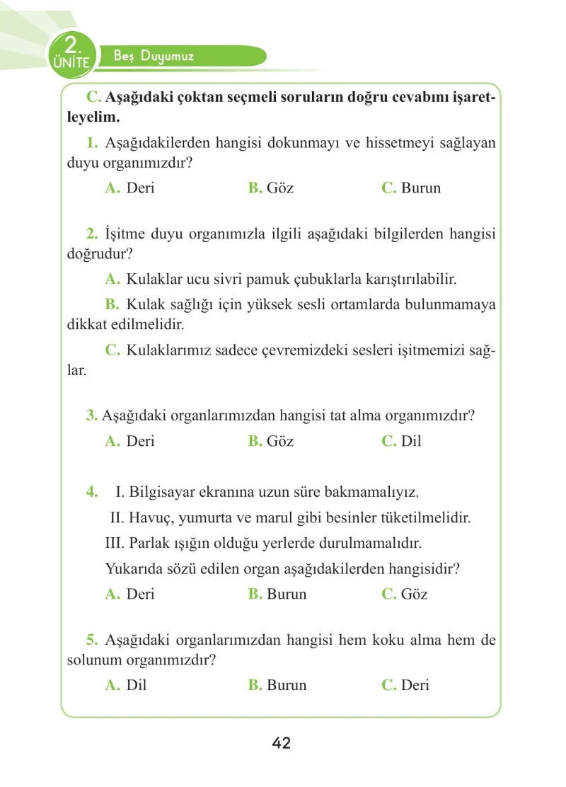 3. Sınıf Fen Bilimleri Ders Kitabı Cevapları Anka Yayınları Sayfa 42