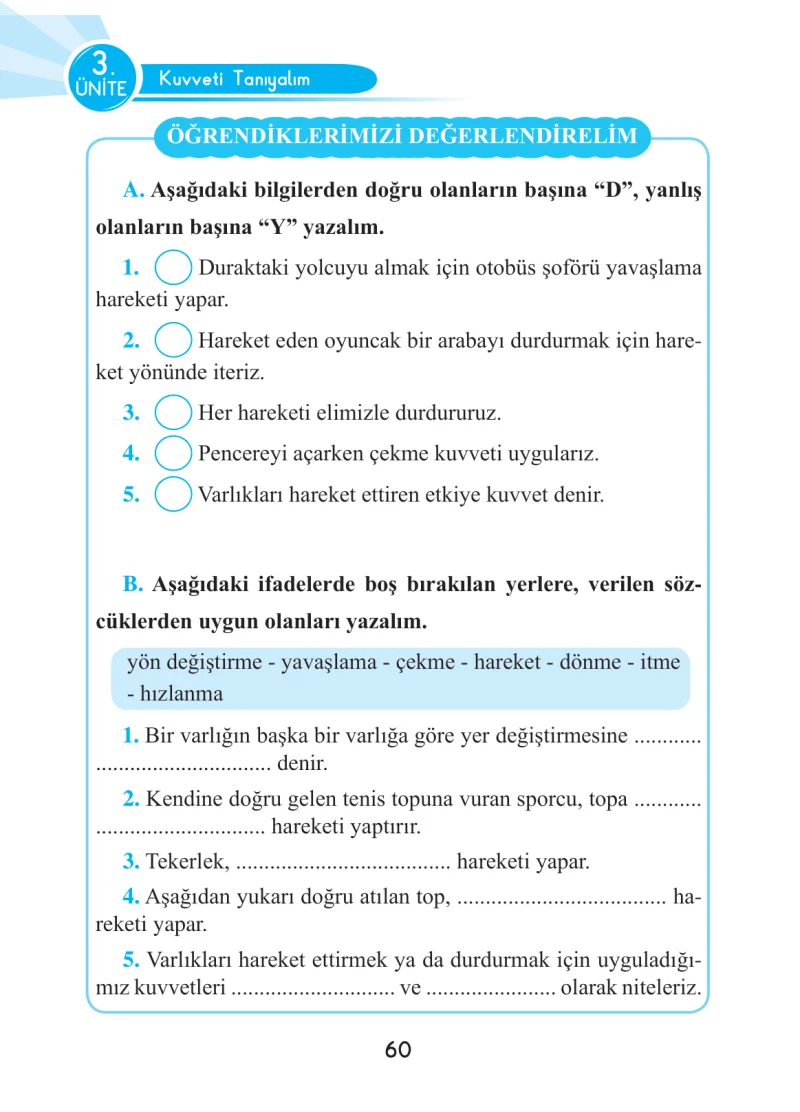 3. Sınıf Fen Bilimleri Ders Kitabı Cevapları Anka Yayınları Sayfa 60