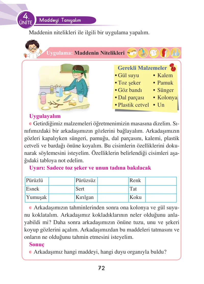 3. Sınıf Fen Bilimleri Ders Kitabı Cevapları Anka Yayınları Sayfa 72