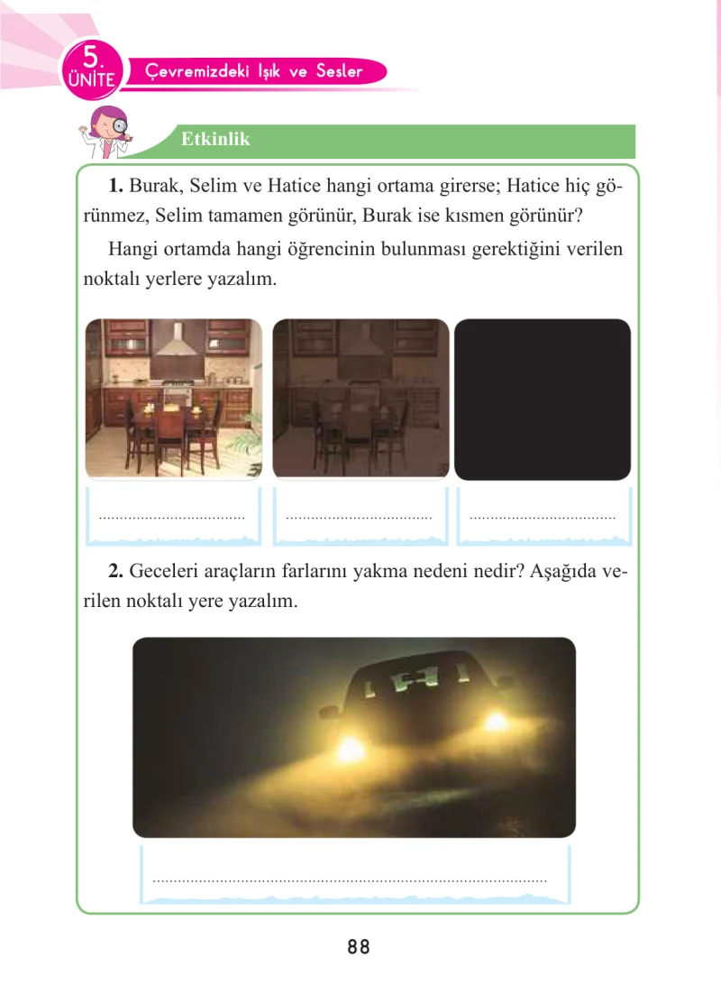 3. Sınıf Fen Bilimleri Ders Kitabı Cevapları Anka Yayınları Sayfa 88