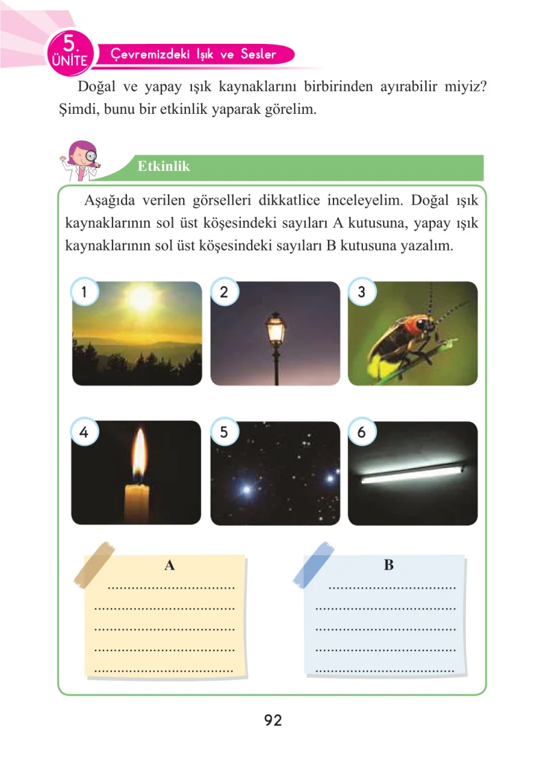 3. Sınıf Fen Bilimleri Ders Kitabı Cevapları Anka Yayınları Sayfa 92