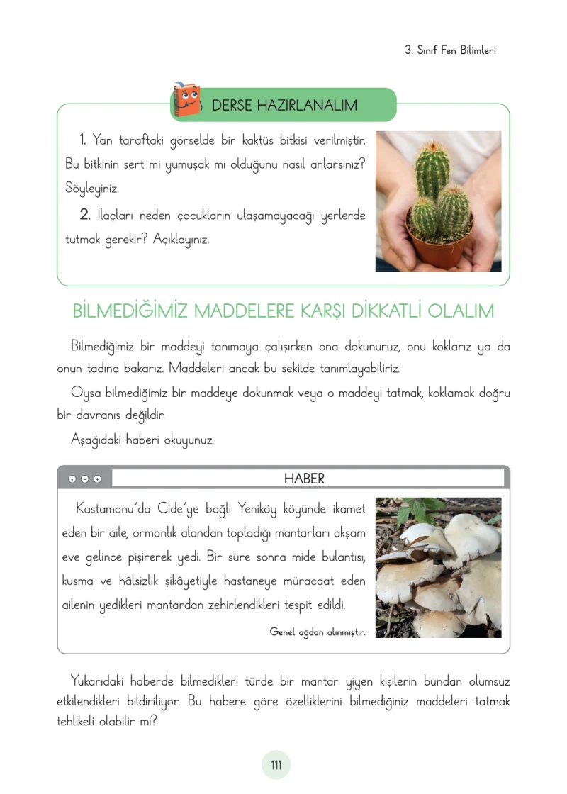3. Sınıf Fen Bilimleri Ders Kitabı Cevapları Cem Yayınları Sayfa 111