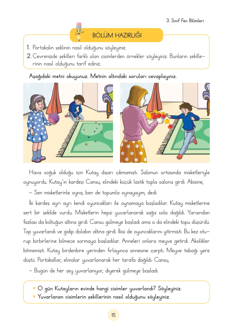 3. Sınıf Fen Bilimleri Ders Kitabı Cevapları Cem Yayınları Sayfa 15