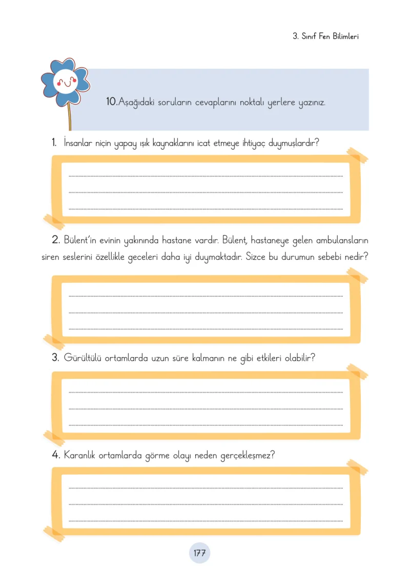 3. Sınıf Fen Bilimleri Ders Kitabı Cevapları Cem Yayınları Sayfa 177