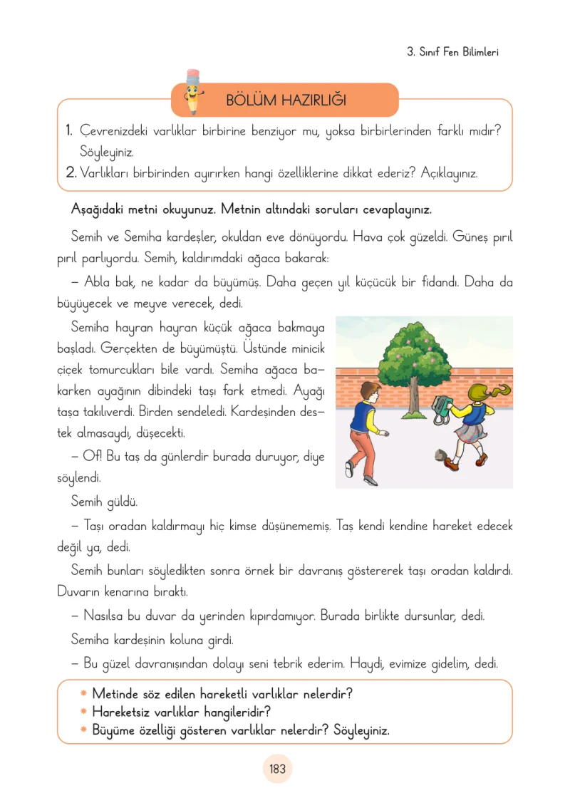 3. Sınıf Fen Bilimleri Ders Kitabı Cevapları Cem Yayınları Sayfa 183