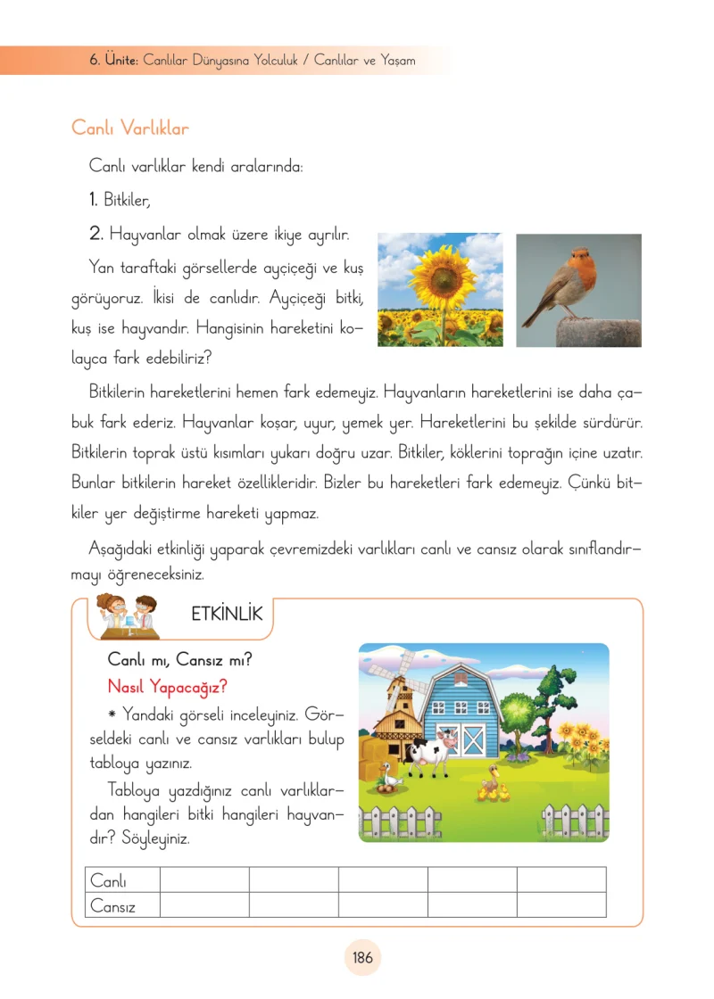 3. Sınıf Fen Bilimleri Ders Kitabı Cevapları Cem Yayınları Sayfa 186