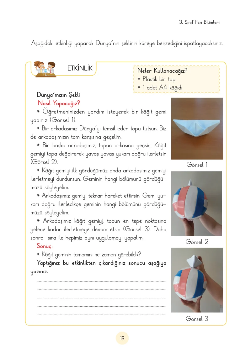 3. Sınıf Fen Bilimleri Ders Kitabı Cevapları Cem Yayınları Sayfa 19