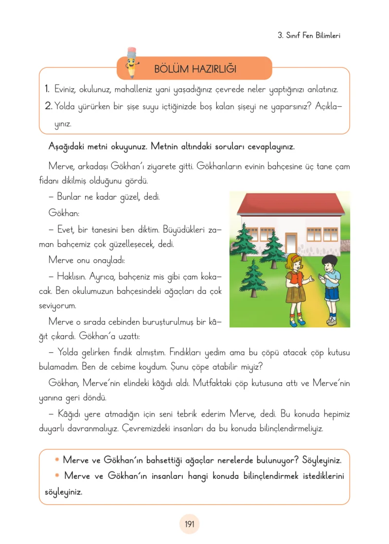 3. Sınıf Fen Bilimleri Ders Kitabı Cevapları Cem Yayınları Sayfa 191