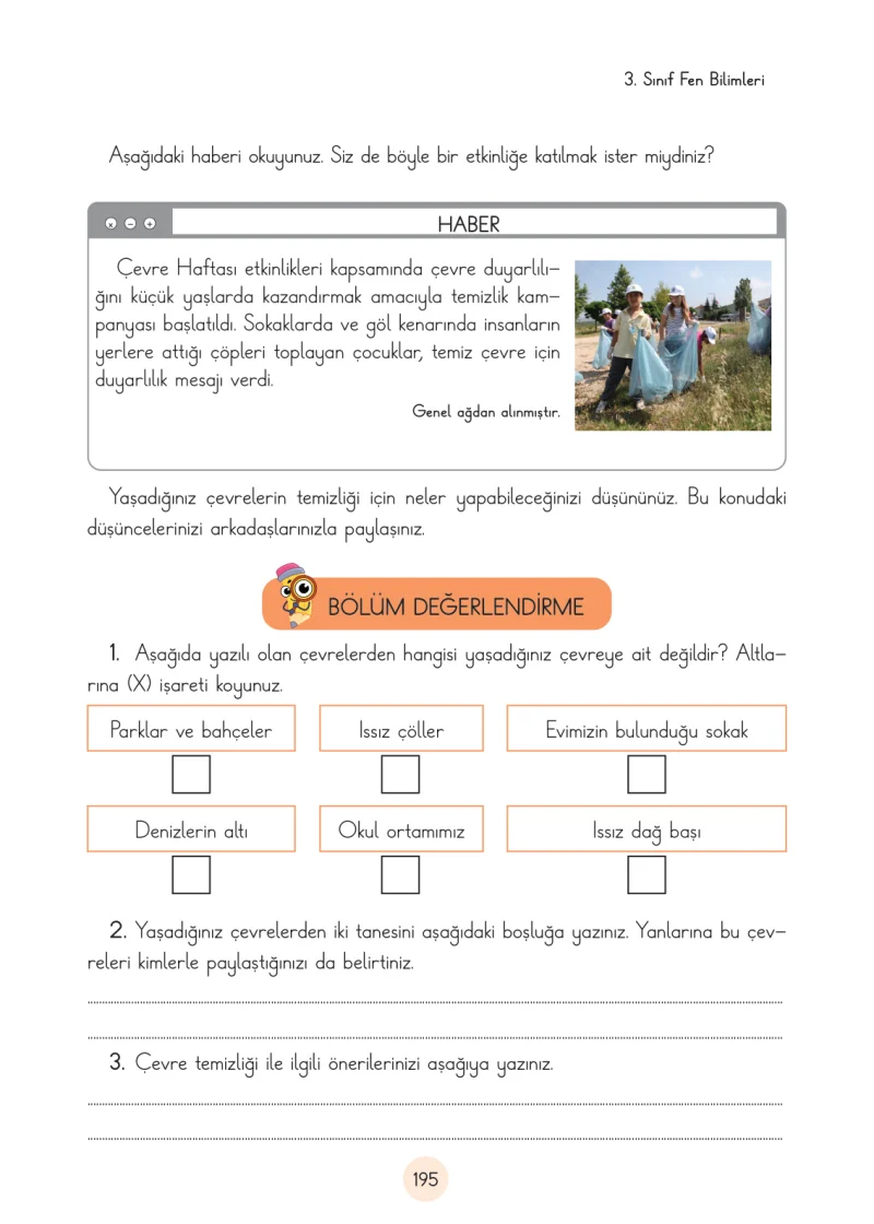 3. Sınıf Fen Bilimleri Ders Kitabı Cevapları Cem Yayınları Sayfa 195