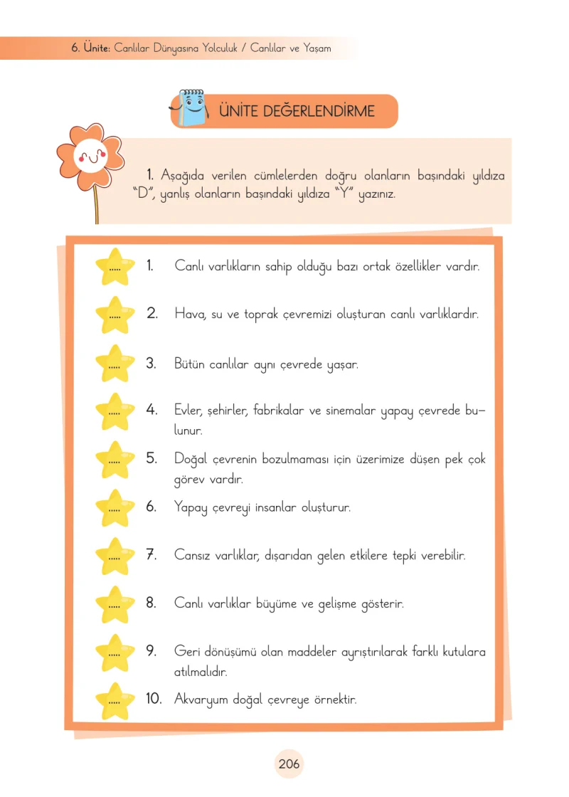 3. Sınıf Fen Bilimleri Ders Kitabı Cevapları Cem Yayınları Sayfa 206