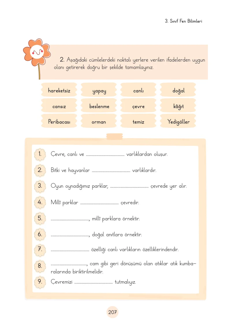 3. Sınıf Fen Bilimleri Ders Kitabı Cevapları Cem Yayınları Sayfa 207