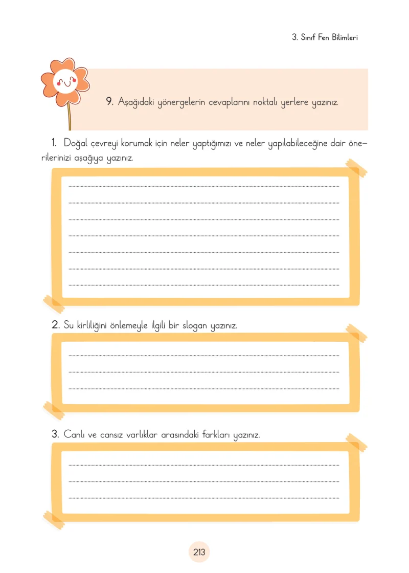 3. Sınıf Fen Bilimleri Ders Kitabı Cevapları Cem Yayınları Sayfa 213
