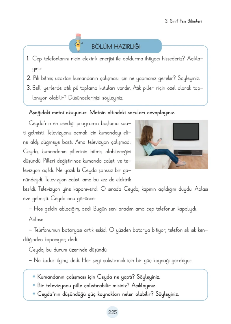 3. Sınıf Fen Bilimleri Ders Kitabı Cevapları Cem Yayınları Sayfa 225