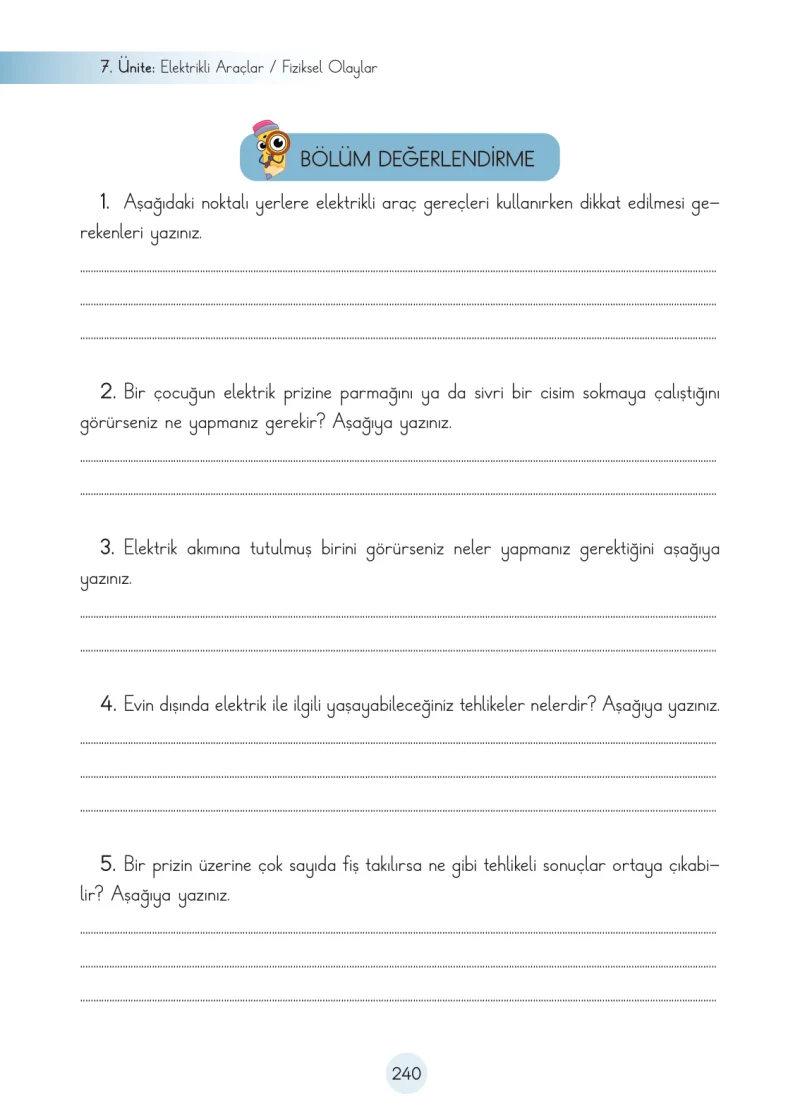 3. Sınıf Fen Bilimleri Ders Kitabı Cevapları Cem Yayınları Sayfa 240