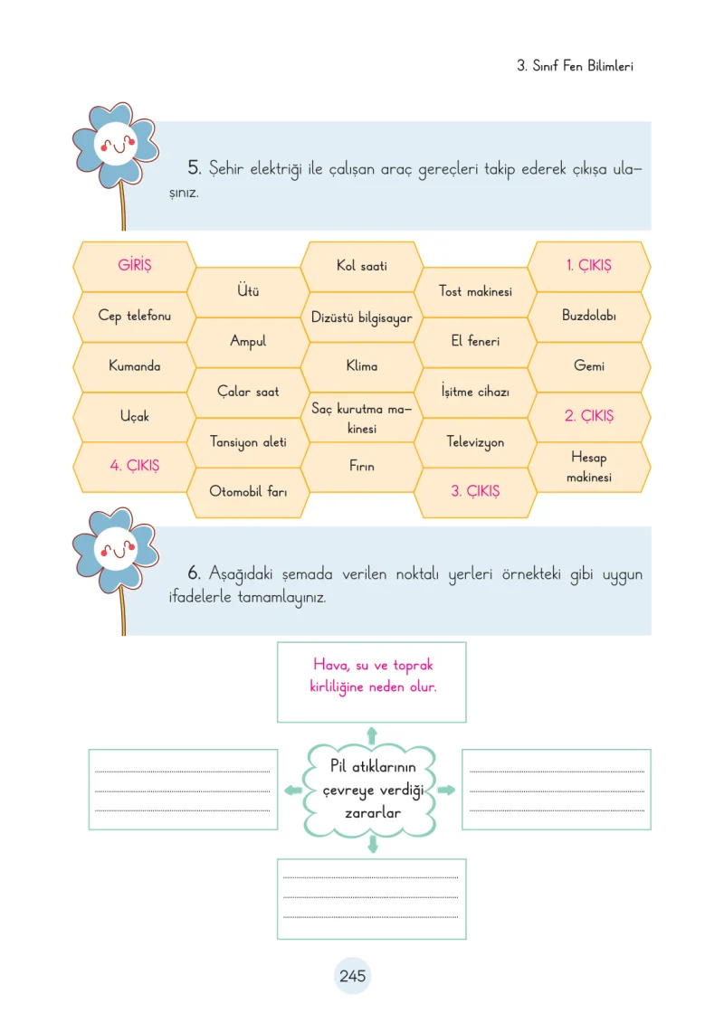 3. Sınıf Fen Bilimleri Ders Kitabı Cevapları Cem Yayınları Sayfa 245