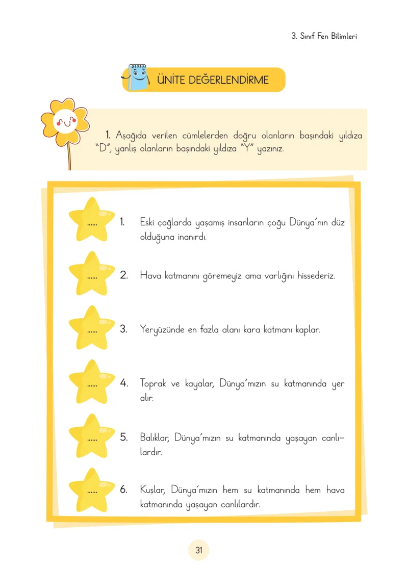 3. Sınıf Fen Bilimleri Ders Kitabı Cevapları Cem Yayınları Sayfa 31